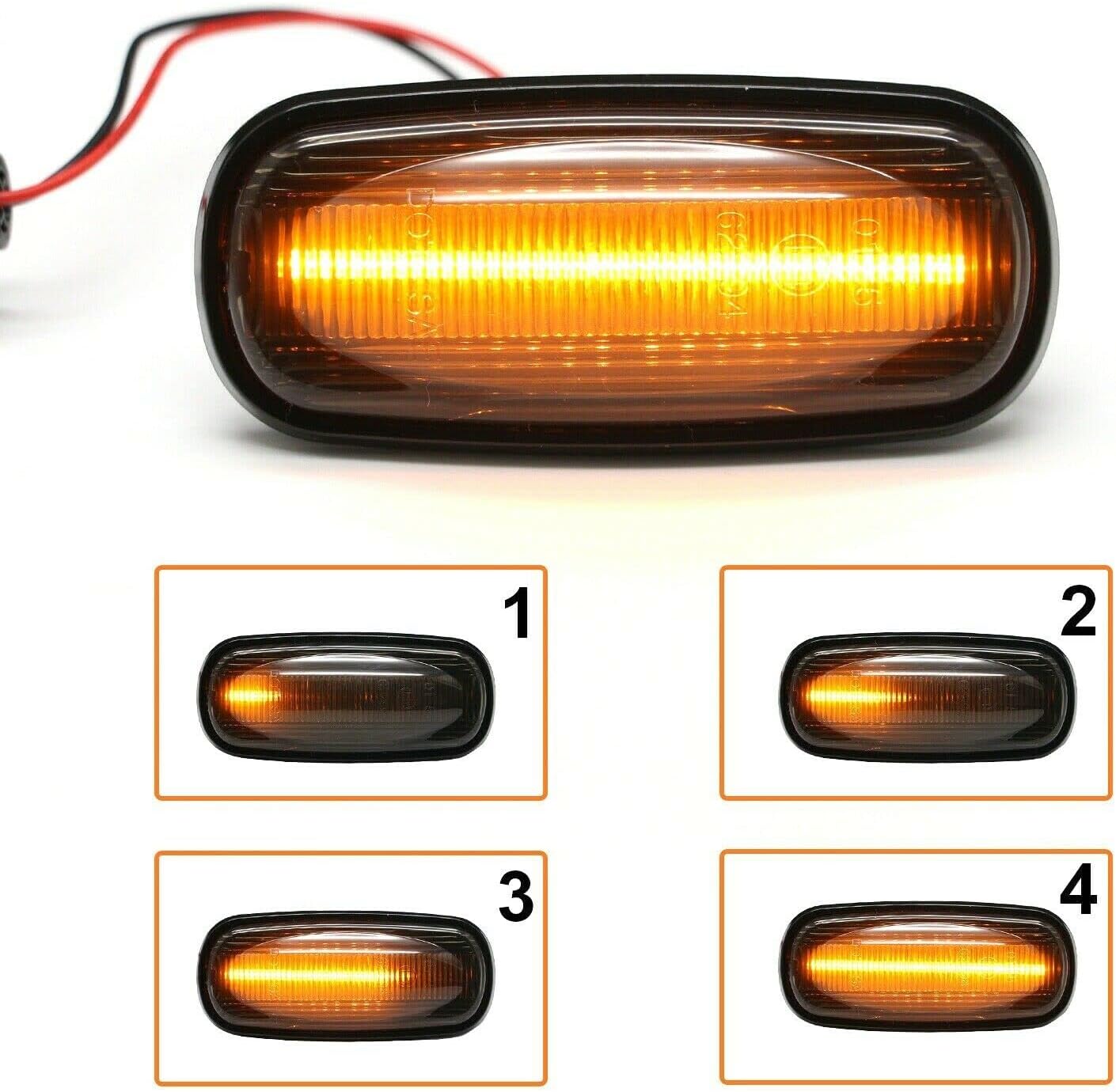 VINSTAR SEQUENTIAL SMOKED LENS LED SIDE MARKER LIGHTS COMPATIBLE WITH LAND ROVER DEFENDER TD5 / FREELANDER/DISCOVERY 2, PART # V-174304LG