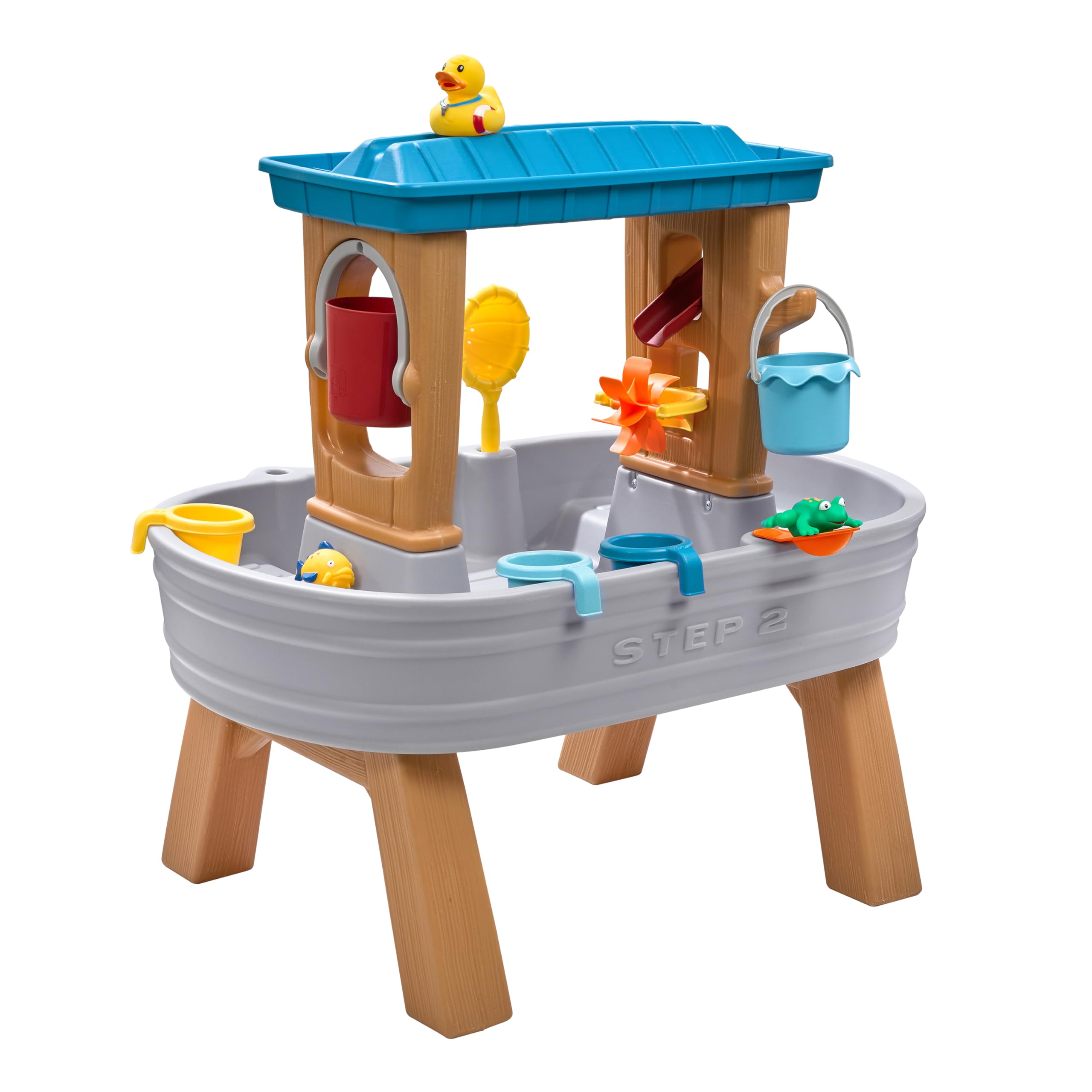 Step2 Rain Showers Splash Tub – Großer zweistöckiger Wassertisch (Grau & Braun)
