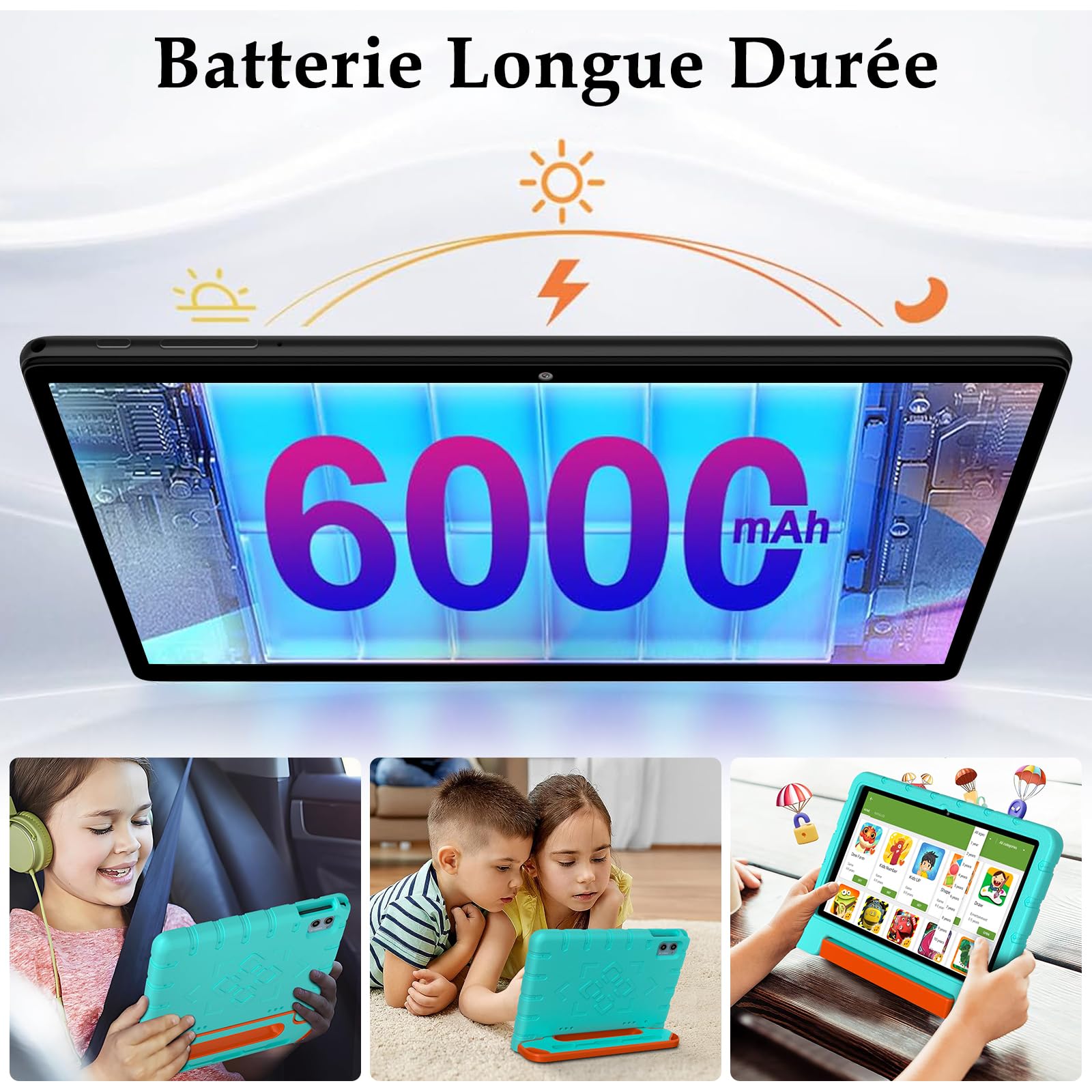ZIOVO Tablet bambini Android 15 Tablet 10 pollici, 30 GB RAM + 64 GB ROM (TF 2 TB) Gemini AI, 5 G WiFi/Octa-Core/Widevine L1/Face ID/Controllo genitore/6000 mAh/BT 5.0, Tablet con custodia EVA - Verde