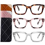 3 Pack Readers for Women Oprah Style Square Reading Glasses with Spring Hinge Blue Light Blocking for Men Ladies HFC +3.25