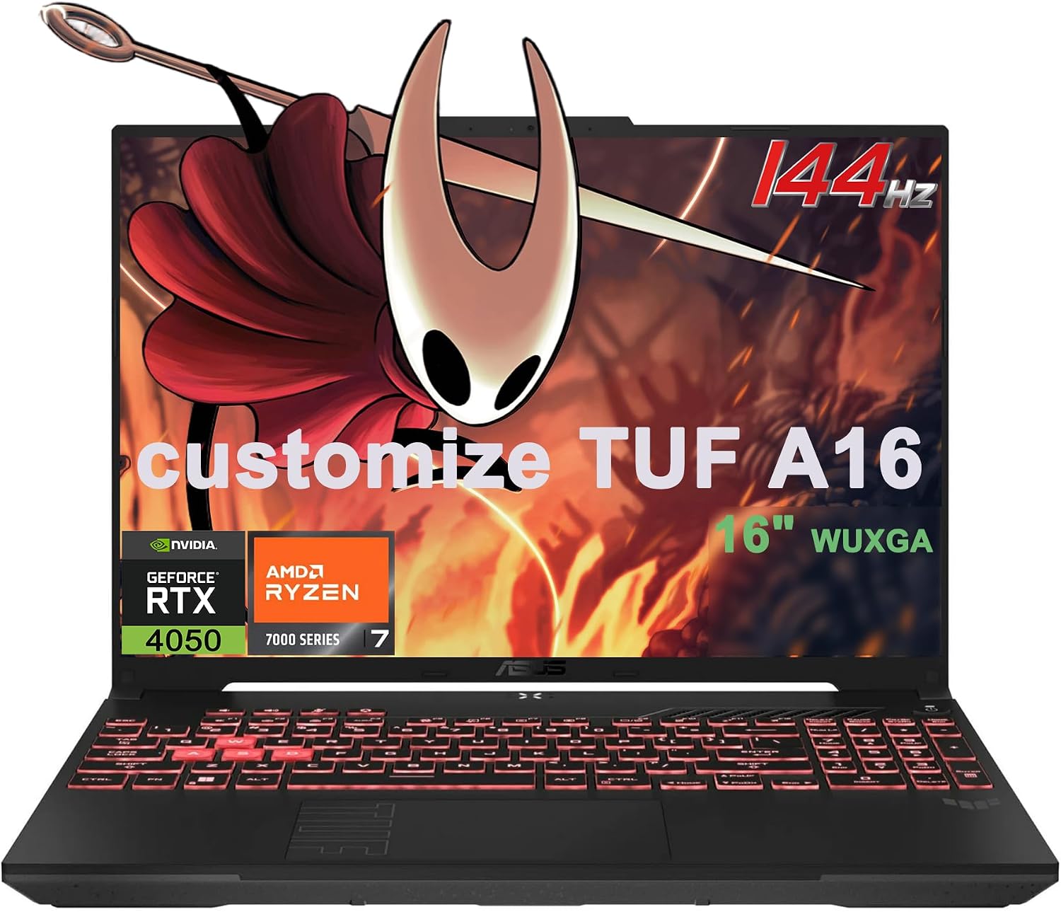 iCarp Customized Laptop Made with ASUS TUF Gaming A16 Laptop 16" WUXGA IPS 144Hz AMD Ryzen 7 7445HS 16GB/32GB/64GB DDR5 512GB/1TB/2TB/4TB SSD RTX 4050 RGB Backlit Two-Way AI Noise Cancelation Win11
