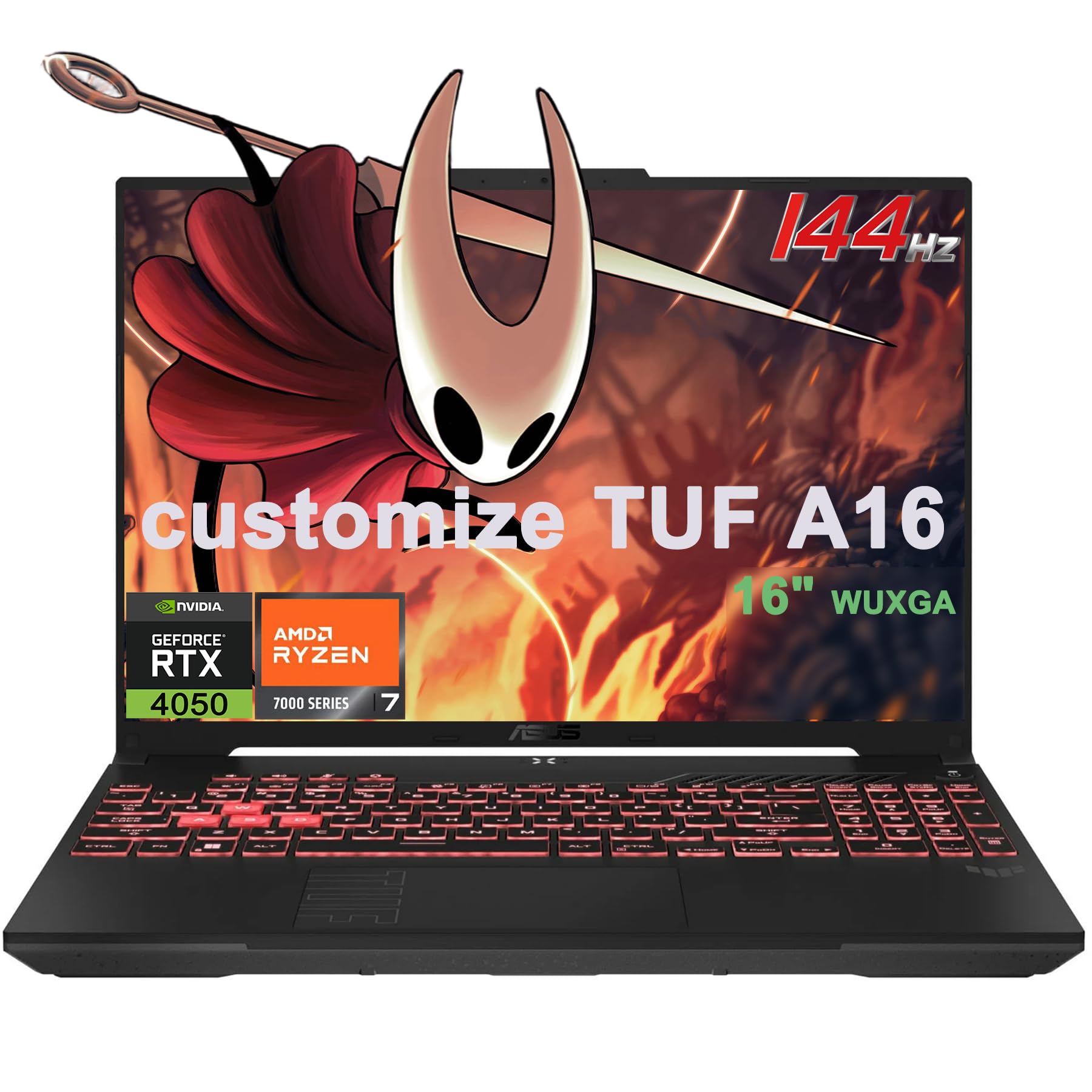 iCarp Customized Laptop Made with ASUS TUF Gaming A16 Laptop 16" WUXGA IPS 144Hz AMD Ryzen 7 7445HS 16GB/32GB/64GB DDR5 512GB/1TB/2TB/4TB SSD RTX 4050 RGB Backlit Two-Way AI Noise Cancelation Win11