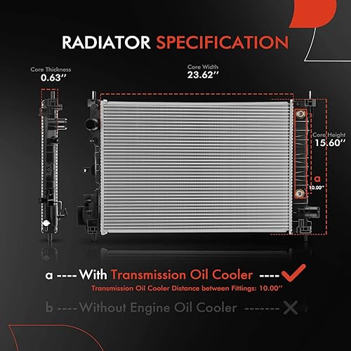 Miniatura 2 de A-Premium Conjunto de radiador de refrigerante del motor con enfriador de aceite de transmisión compatible con Chevrolet Spark 2016 2017 2018 2019