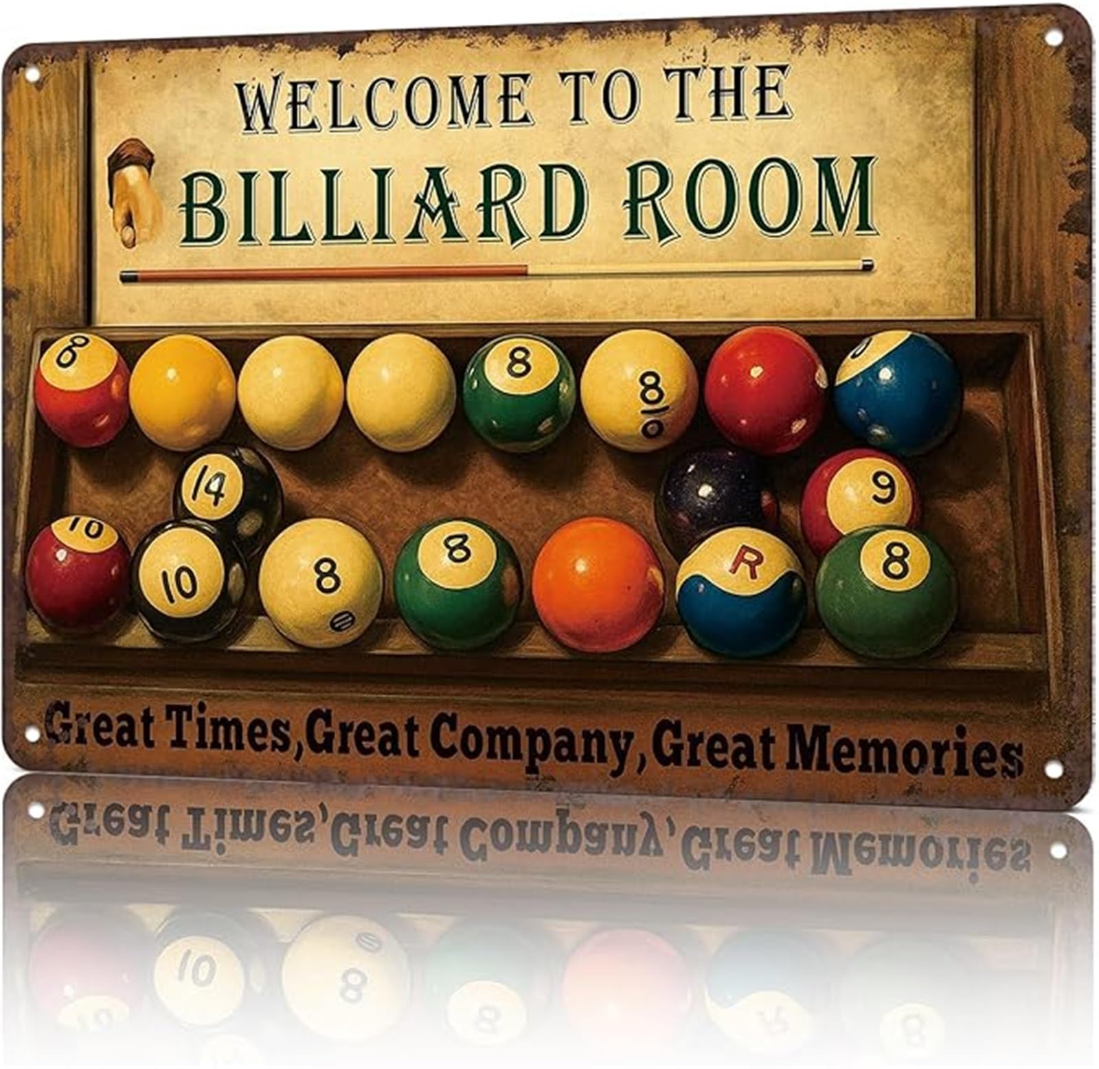 MQXFCZUX Billiard Room Tin Sign Vintage Pool Wall Decor for Game Room Man Cave Bar 8 X 12 in