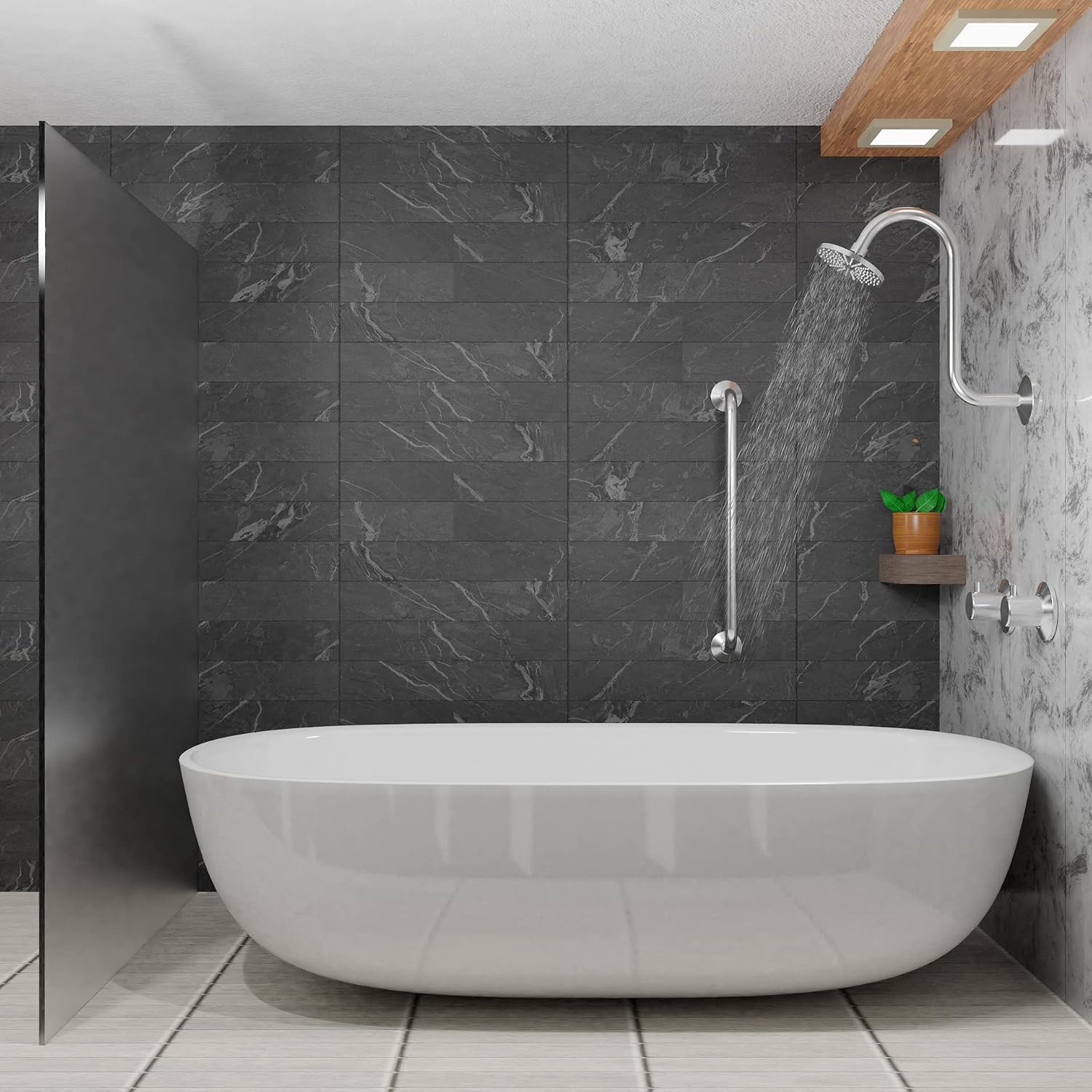 High Rise S Shape Shower Arm with Flange, Polished Chrome Shower Head Extension Arm Pipe