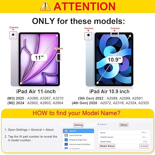 Miniatura 99 de Fintie Funda híbrida delgada para iPad Air de 11 pulgadas M3 (2025) / M2 (2024), iPad Air 5ª (2022) / 4ª generación (2020) de 10.9 pulgadas, funda a