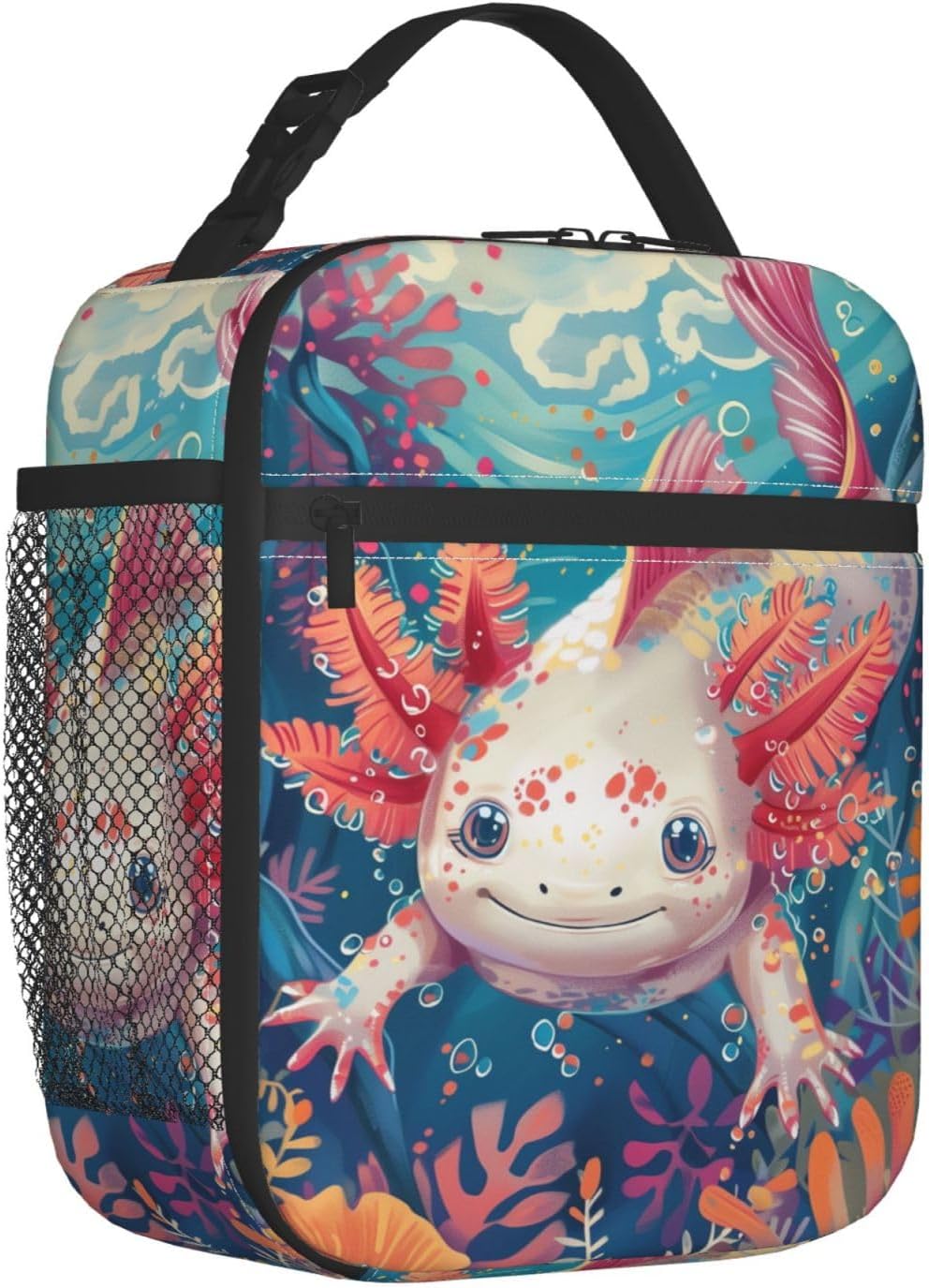 Axolotl Insulated Lunch Box for Women Men Axolotl Lunch Bag for Work,Picnic,Travel,Hiking,Beach or Fishing Polyester Axolotl Lunch Box