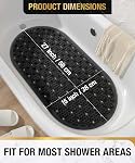 HITSLAM Oval Bath Mat Non Slip, 68x38 CM Bubble Shower Mat for Bathroom, Machine Washable Bathtub Mat Non-Slip with Suction Cups and Drain Holes, Bathroom Accessories, Black