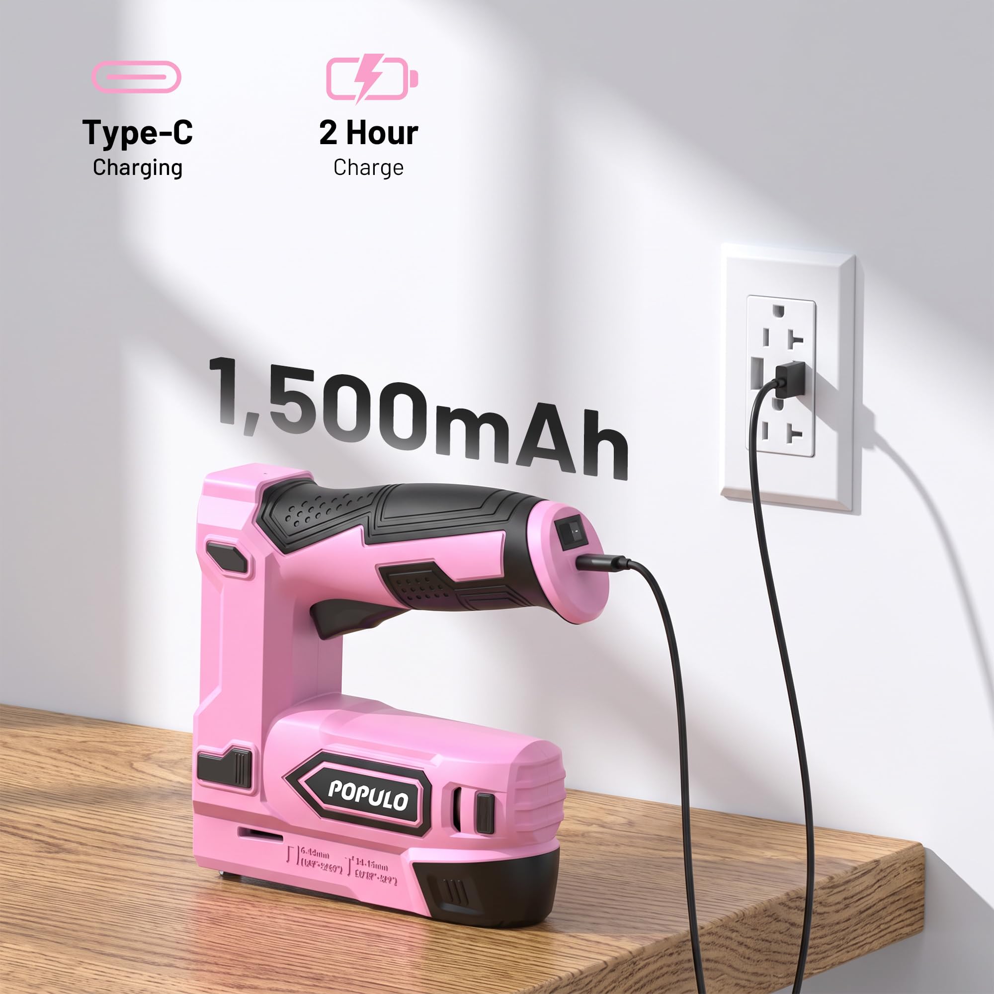 POPULO Cordless Staple Gun - 2-in-1 for Upholstery -7