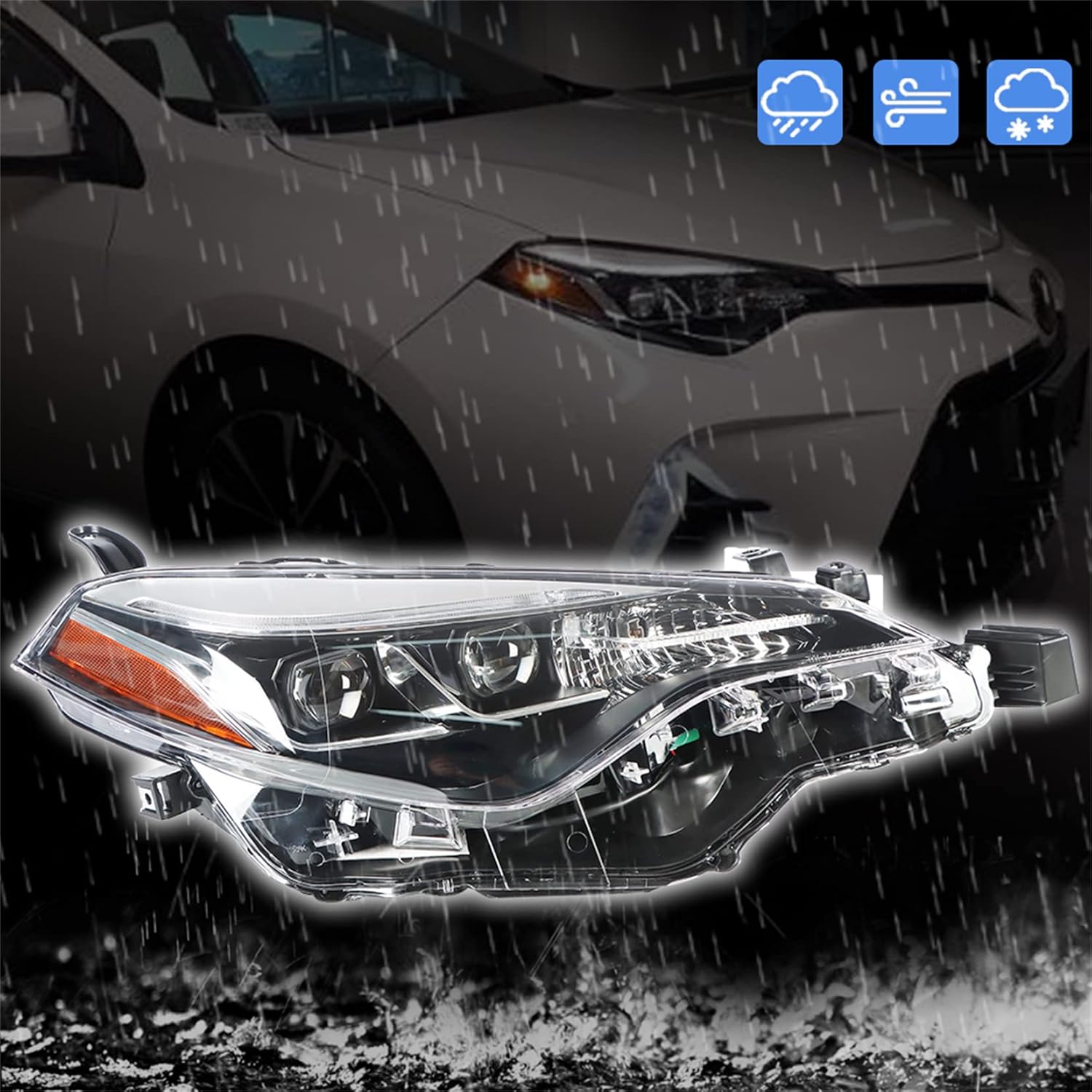 TO2503250 Right Projector Passenger Side Halogen Headlight Headlamp Assembly Replacement for Corolla SE 2017 2018 2019 Sedan