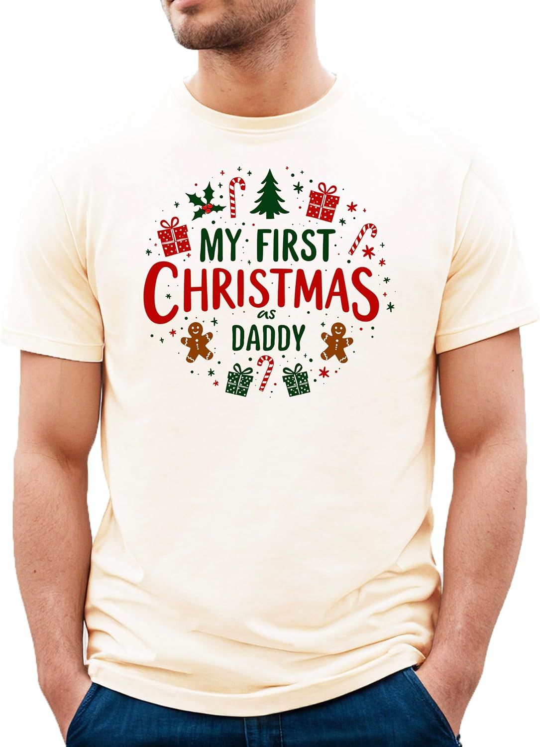 Olive Loves Apple My First Christmas New Baby Matching Family Shirt for Newborn, Mom, Dad, & Family - Each Sold Separately