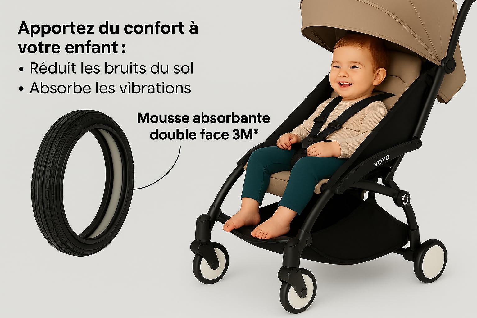 Kit YOYO Super Confort - 4 PNEUS ABSORBEURS CHOCS/VIBRATIONS + HOUSSE + INSERTS BLANCS POUR ROUES