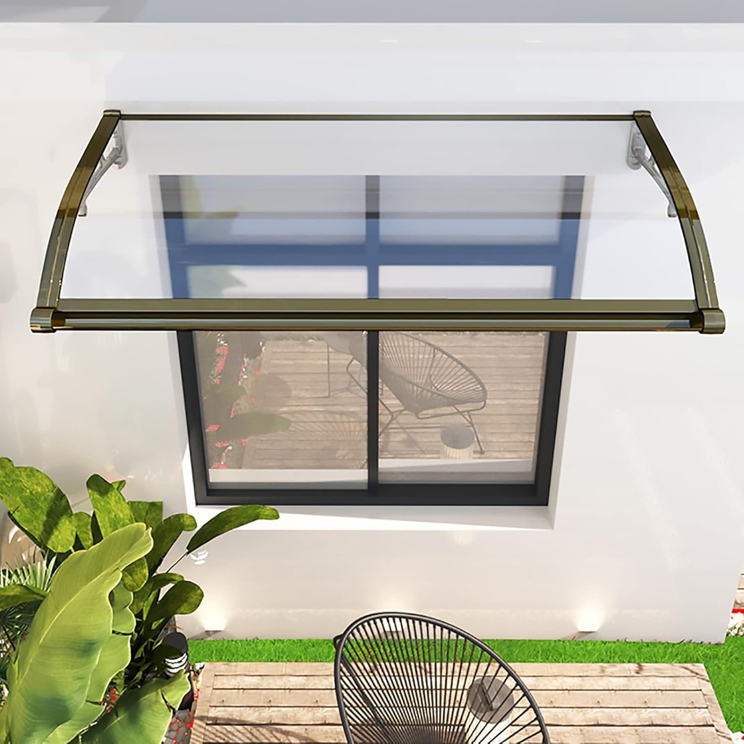 Window Awning Door Canopy Awning,Waterproof Porch Awning for Garden Backyard Patio,UV Resistant Porch Awning Shelter, for Window, Porch Shade, Patio, Roof (80x100cm/32x39in)