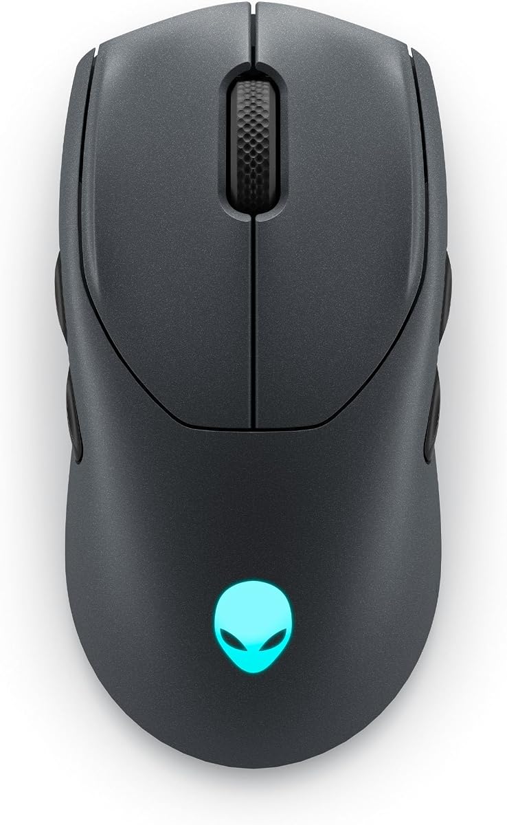 Alienware AW720M Tri-Mode Wireless Gaming Mouse - 2.4GHz Wireless, Bluetooth 5.1, 26,000 DPI, 8-Fully Programmable Buttons, Magnetic Snap Charging Adapter USB-A to USB-C Cable - Dark Side of The Moon | Tri-Mode, Optical Sensor, AlienFX Lighting, Alienware Command Center, 420 Hour Runtime, 650 IPS, Dark Side of the Moon