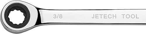 Vista 2 de Jetech Llave de trinquete de 3/8 pulgadas x 7/16 pulgadas con extremo de caja doble, llave de trinquete métrica de 72 dientes, llave de engranajes