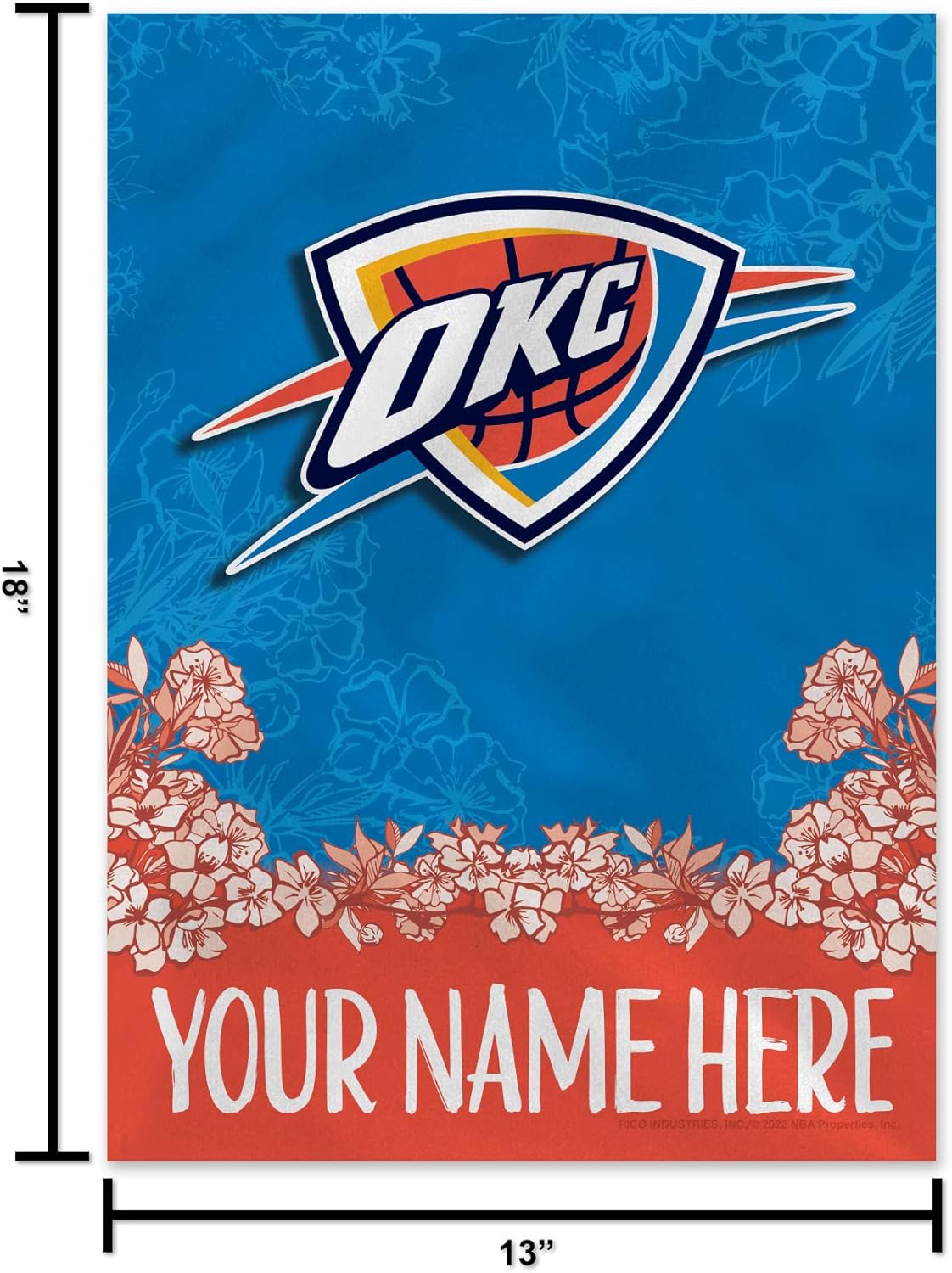 Rico Industries NBA Standard/Primary Personalized 13" x 18" Double Sided Garden Flag