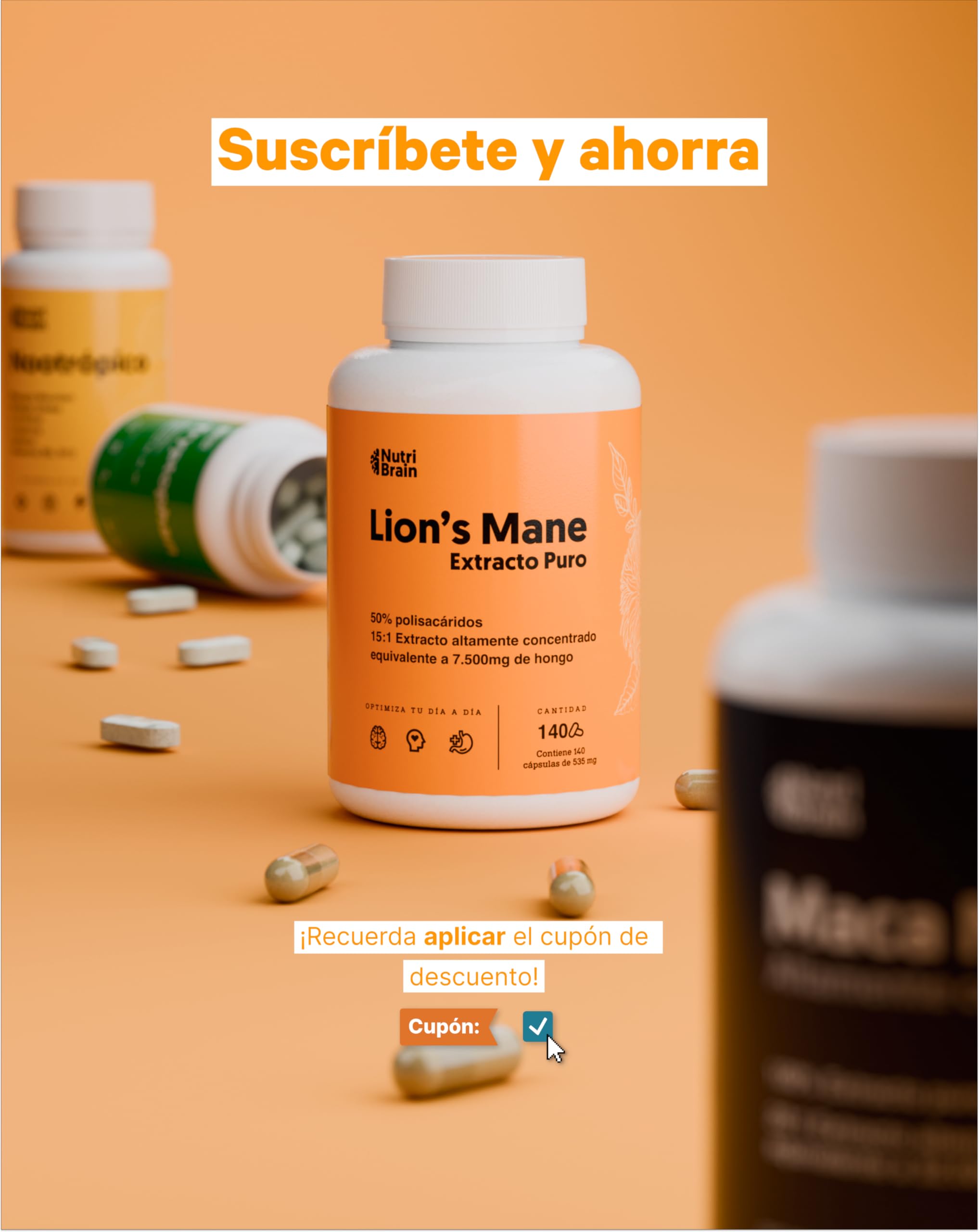 140ud Melena de León Pura 7500mg Ultraconcentrada 50% | NOOTRÓPICO Largo Plazo: Memoria, Concentración y Salud Cerebral | Bienestar Emocional y Gastrointestinal | 100% Cuerpos Fructíferos 15:1