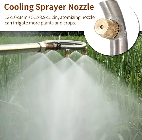 Miniatura 3 de Boquilla pulverizadora de enfriamiento de 5 cabezales, boquilla de nebulización ajustable G1/4 pulgadas, rosca hembra de riego circular, rociador de