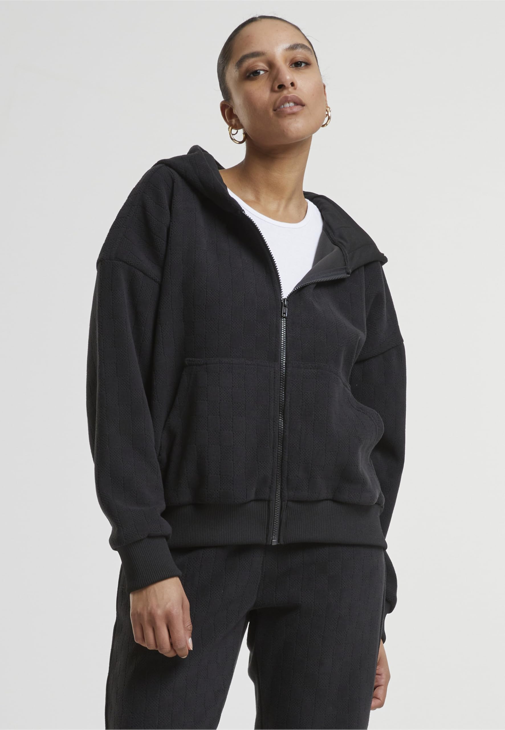 Urban Classics Ladies Jacquard Velvet Oversized Zip Hoody