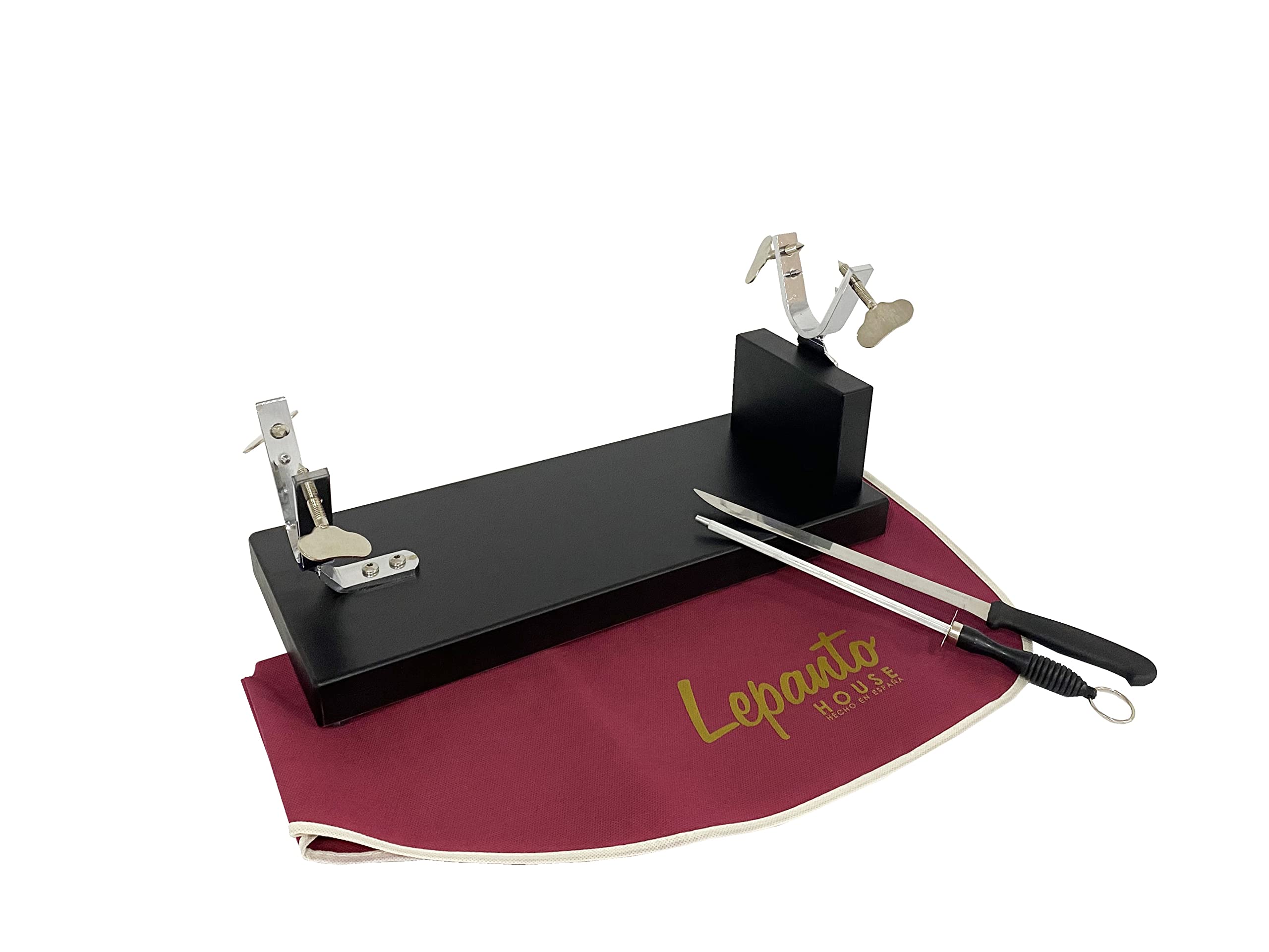 FERRETERIA LEPANTO JAMONERO Bodega Lacado wengué + Cuchillo + CHAIRA + Cubre JAMÓN - LepantoHouse