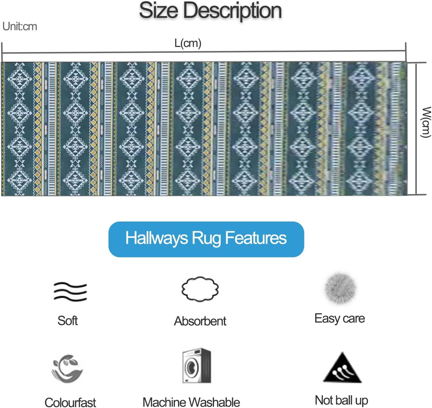 Door Mats - Runner Rug Carpet Mat for Every Season Bedroom Living Room Hallway Kitchen Front Door Entrance Décor Hall Corridor Home Office Floor Mats - Green (Size : 2.3 ft × 4.9 ft)