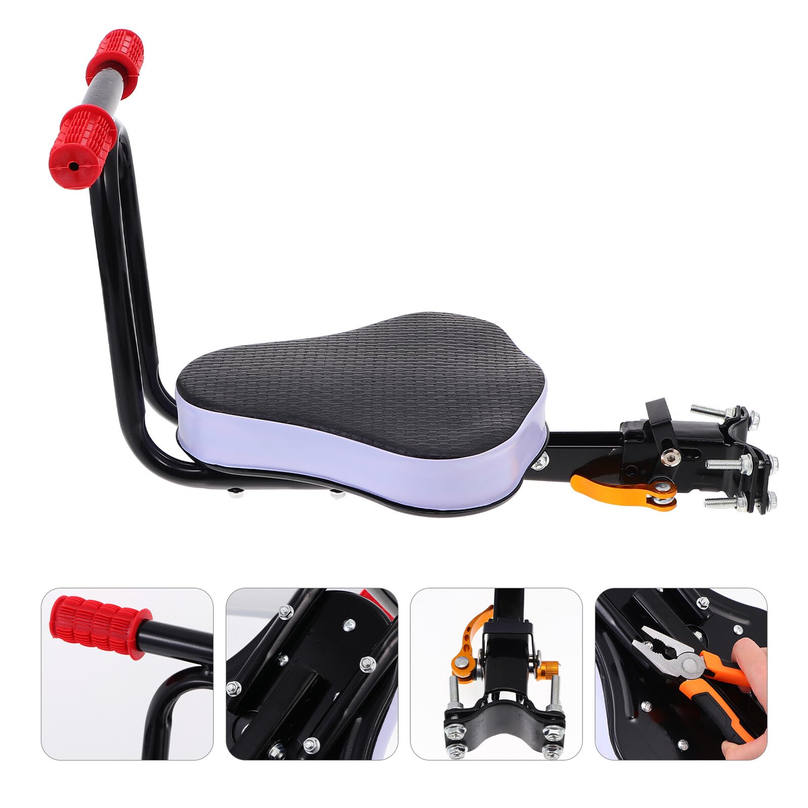 ABOOFAN Seggiolino Bambini per Bici Elettrica Cuscino Comodo e Schienale, Set Sicuro e Facile da Montare per Passeggiate in Bici