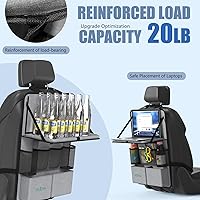 Vista 3 de Car Backseat Organizer with Tablet Holder,11 Storage Pockets with Foldable Food Tray, Protector Kick Mats for Kids, Travel Accessories Organizer