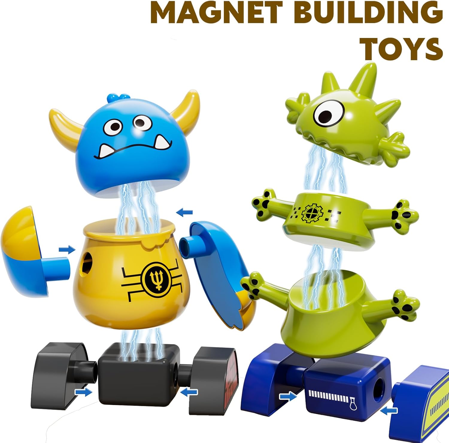 TEMI Magnet Robot Toy for Kids 3-5 Years Old - Monster Magnet Toys Stacking Transform Toys with Storage Box, Set for Boys Age 3 4 5 6 7 Years Old Boys, Christmas and Birthday Gifts - Image 6
