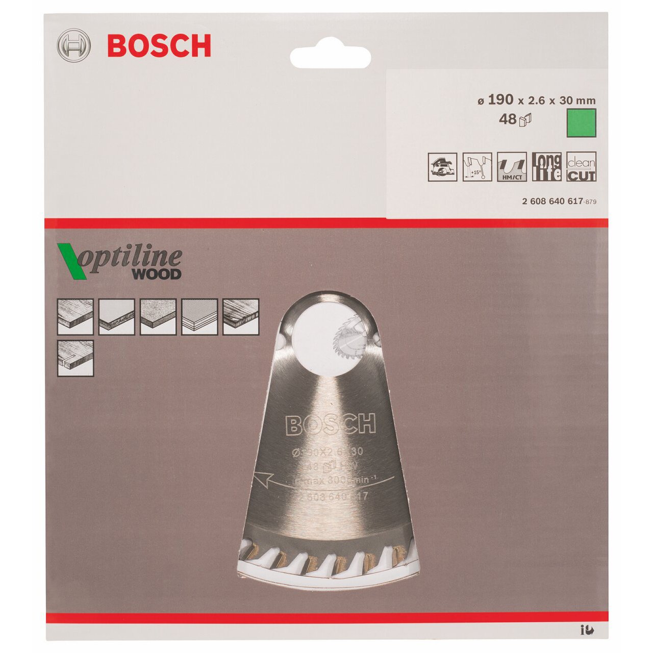 Bosch Professional Handkreissäge GKS 190 (Kreissägeblatt: 190 mm, Schnitttiefe: 70 mm) + Kreissägeblatt Optiline Wood (für Holz, 190 x 30 x 2,6 mm, 48 Zähne)