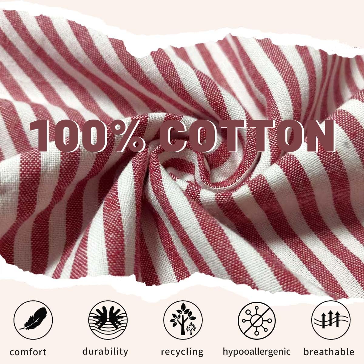 Cotton Gingham Striped Pants Women High Waisted Ruffle Wide Leg Lounge Pajama Trousers with Pockets