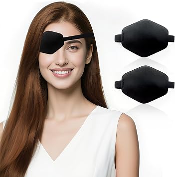 Eye Patch,2pcs Eye Patches for adults,Medical Adjustable Eyepatch for Left Right Eye,Black,Diamond
