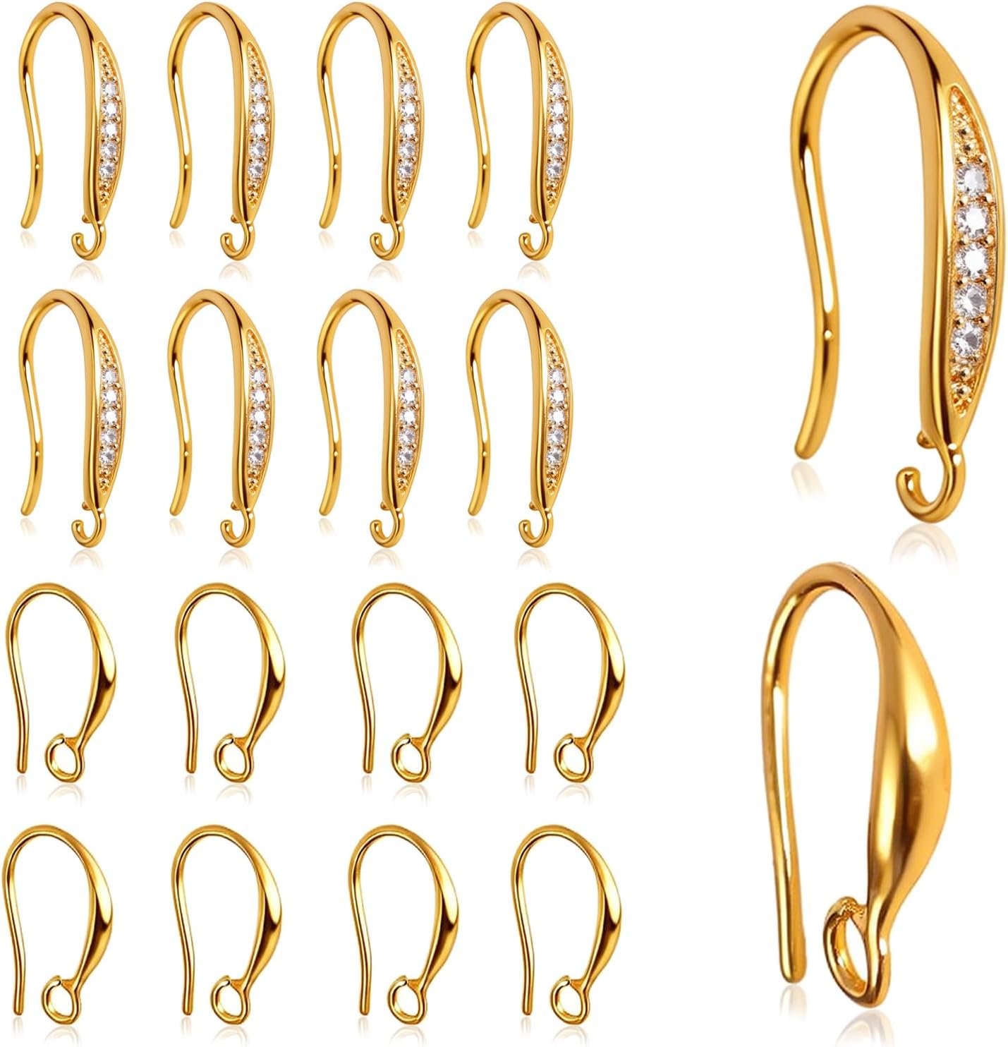 stino 16Pcs Chunky Earring Hooks for Jewelry Making (18K Gold Plated) | Chunky Earring Making Supplies