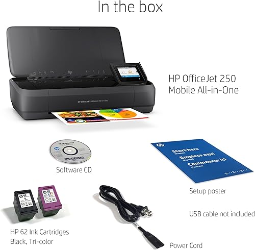 HP OfficeJet 250 Mobile All-in-One Printer | Print, scan, copy | Up to A4 Colour | Automatic document Feeder | USB 2.0, Wireless, Wifi Direct 7 BLE | Long-lasting battery life | Fast Charge | Black - 8