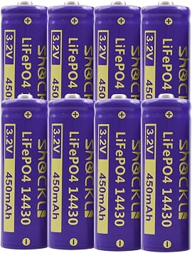 8-Pack Shockli 14430 3.2 Volt 450mAh LiFePo4 Rechargeable 3.2V Solar Battery for Solar Panel Outdoor Garden Lights LightNOT AA Battery