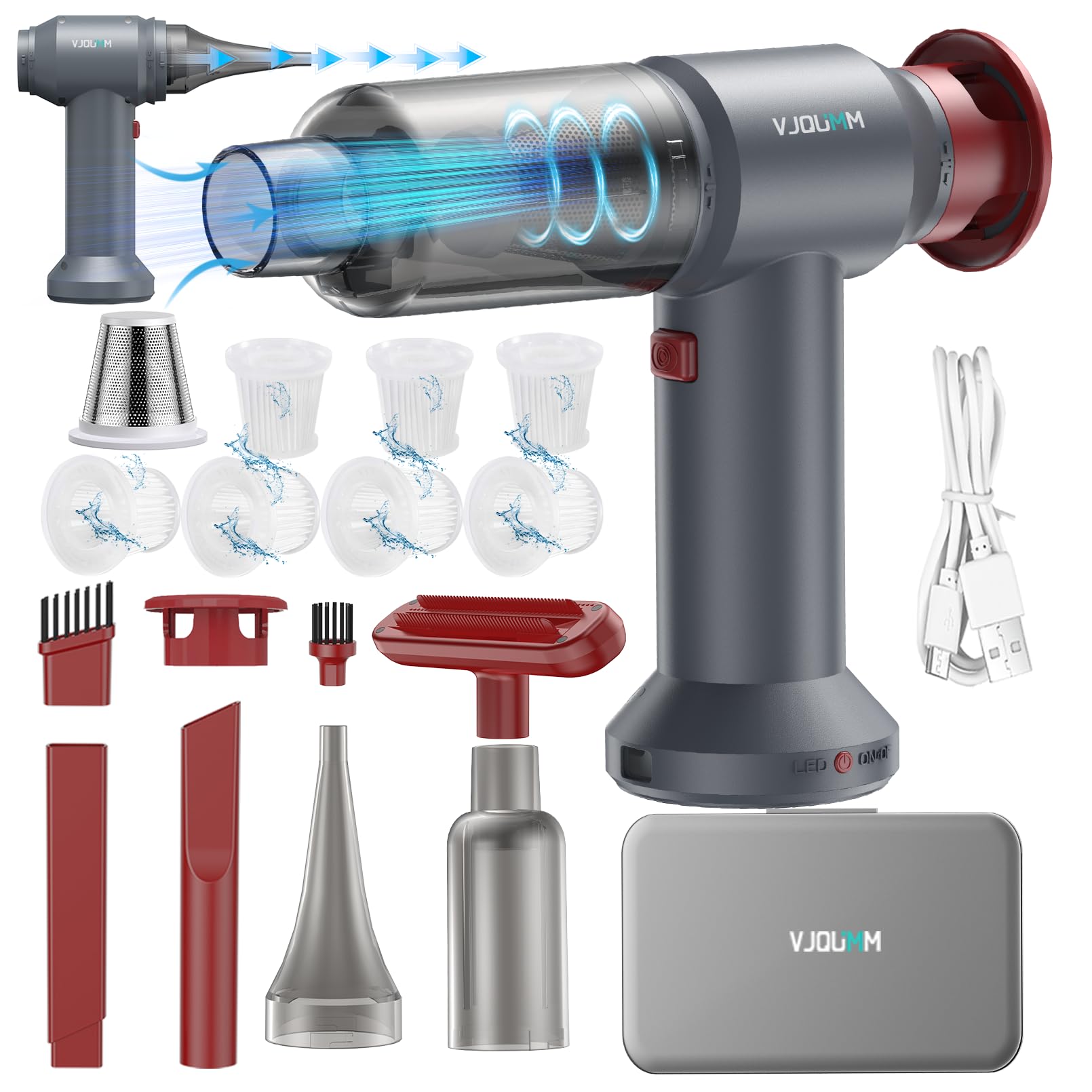 Car Vacuum Portable Cordless, 21000pa Strong Suction Lightweight Mini Vacuum/Blower Accessories Crevice Tool, Rechargeable Handheld Vacuums Cleaner for Home,Offices,Apartment,pet Hair,Small Space