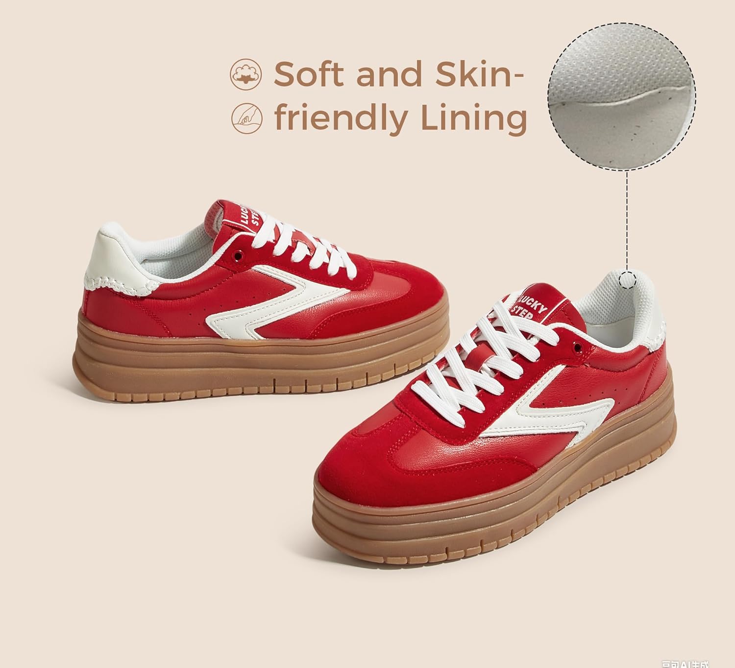 LUCKY STEP Women's Platform Sneakers Gum Sole Suede Casual Classic Retro Rubber Thick Sole Trendy Fashion Tennis Walking Shoes - Image 7