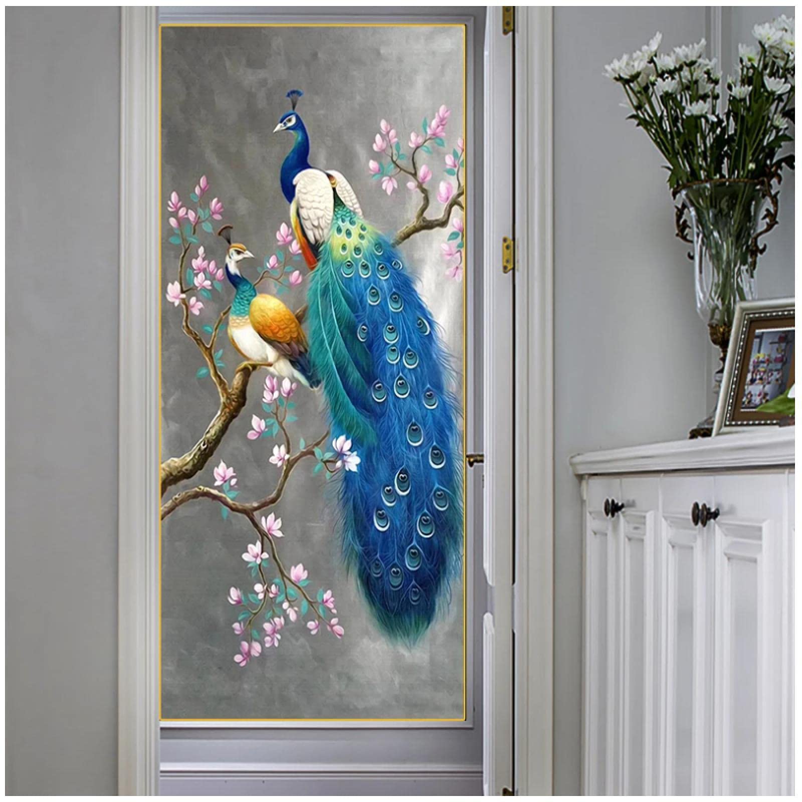 Amazon｜現代の動物のポスター美しい孔雀のキャンバスの絵画の壁の芸術