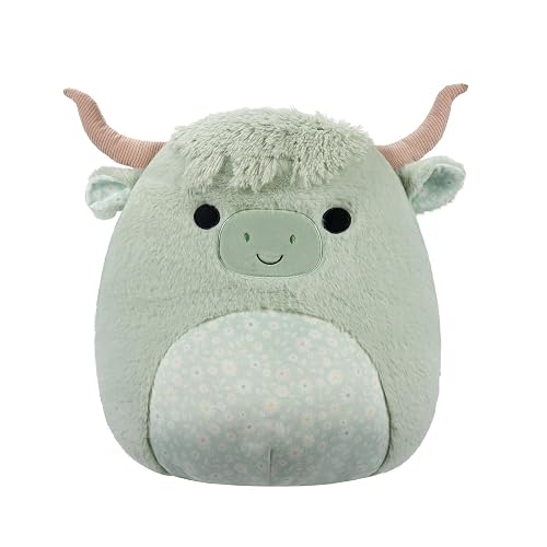 Squishmallows FuzzAMallow Highland Cow Plush, 12 Inch, Mint Green