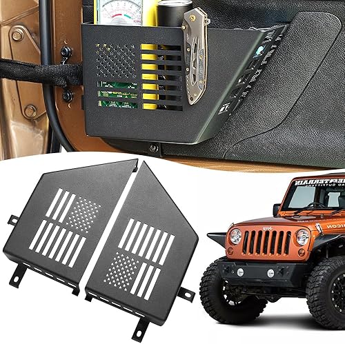 Caja de almacenamiento de metal para puerta delantera, bolsillo organizador de inserción lateral de puerta con estilo de bandera de EE. UU. para