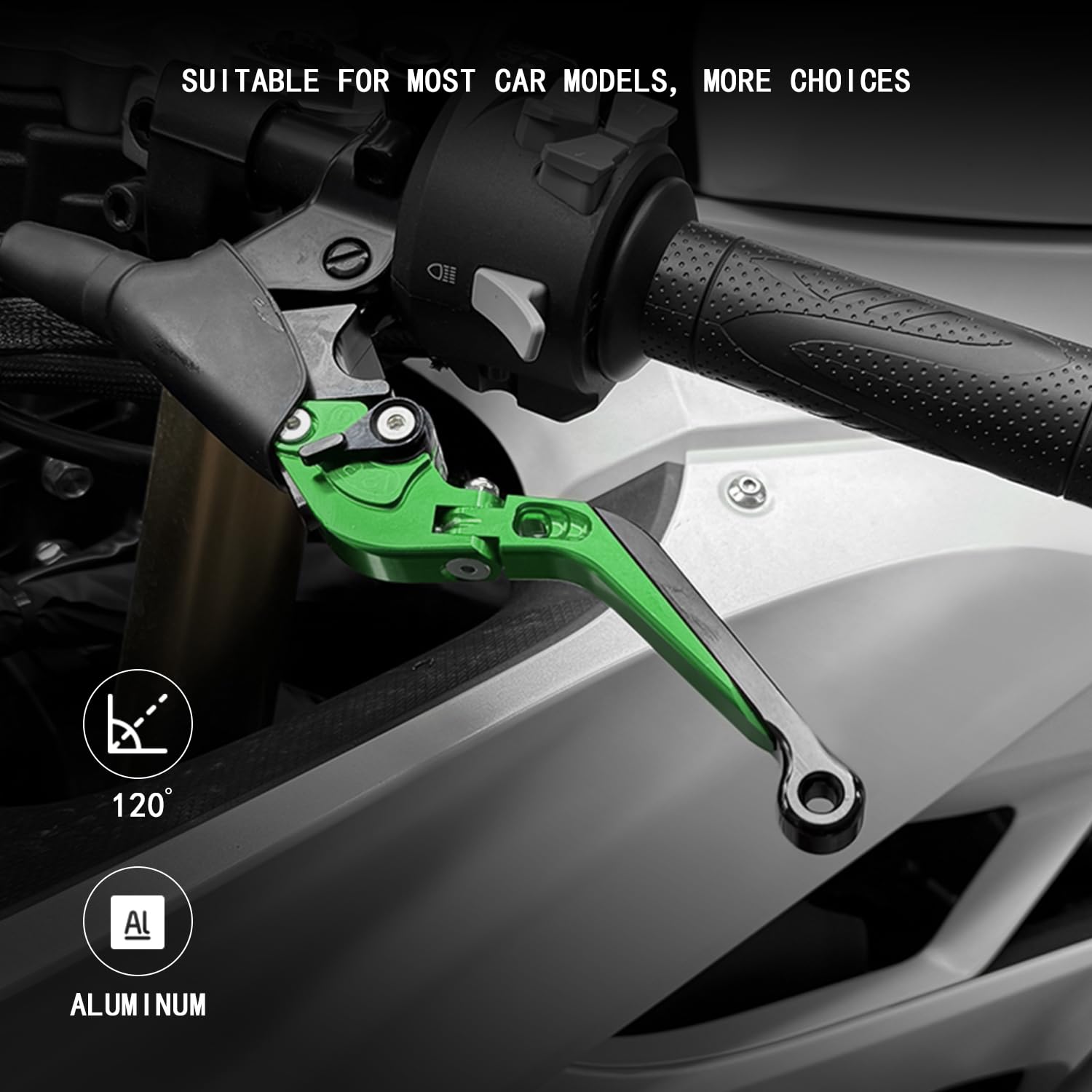 Pour Z900 Z650 NINJA650 2017-2024 Vulcan s650 2015-2024 Moto Leviers de Frein et d'Embrayage Réglables, Extensibles et Pliables, CNC Kit Levier d'embrayage Levier Frein Moto (Vert)