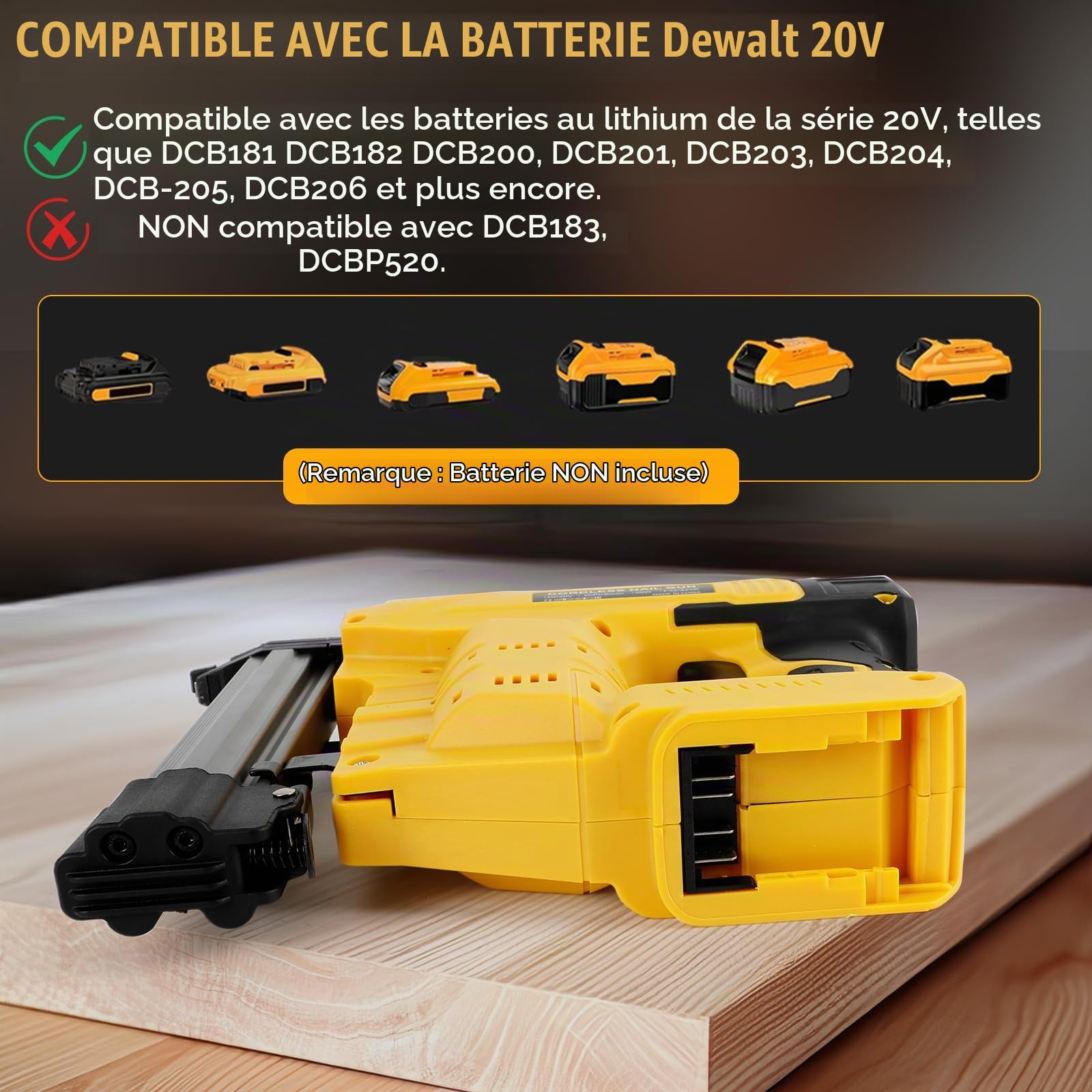 Cloueuse sans fil 18GA améliorée compatible avec la batterie Dewalt 20V, agrafeuse électrique sans balais avec 1000 clous et 1000 agrafes pour la rénovation, le bricolage et le travail du bois