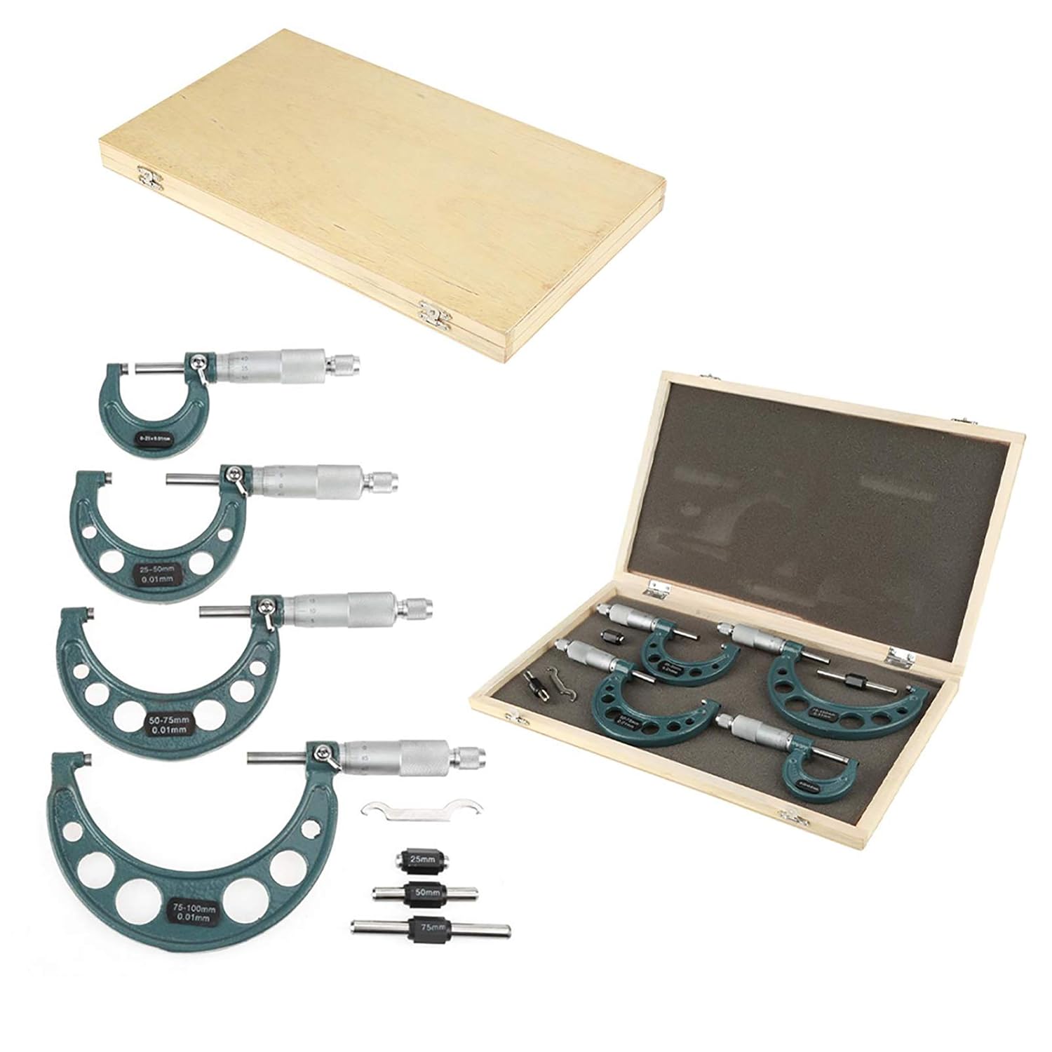 Metric Outside Micrometers Kits 0100mm External Micrometer Set