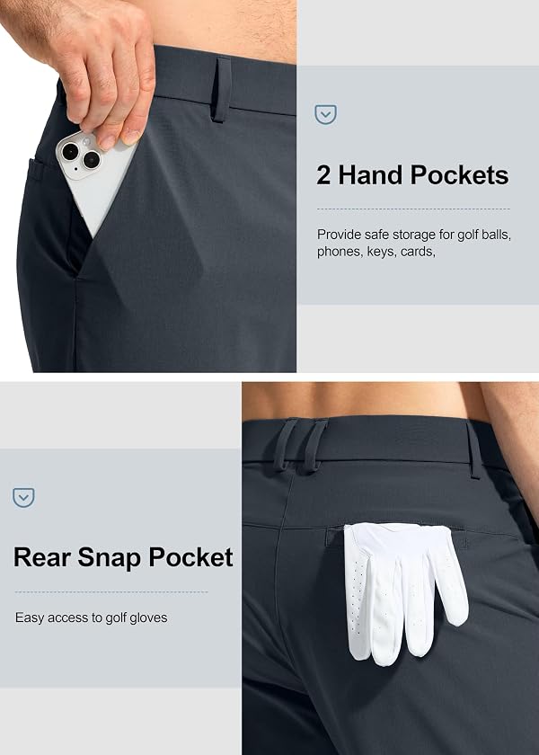 Pudolla Men's Golf Pants Stretch Classic Fit Work Dress Pants 30 Lightweight Quick Dry Casual Slacks Trousers with Pockets(Iron Grey 34Wx30L) by Pudolla - Used condition - Image 4