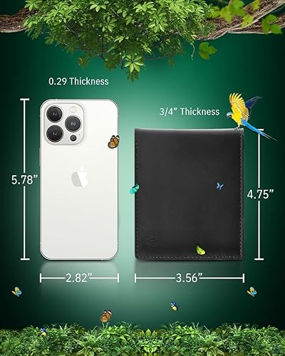 Miniatura 4 de Billeteras plegable de cuero vegano para hombres  libre de crueldad no cuero para hombre con ventana de identificación RFID regalos para él