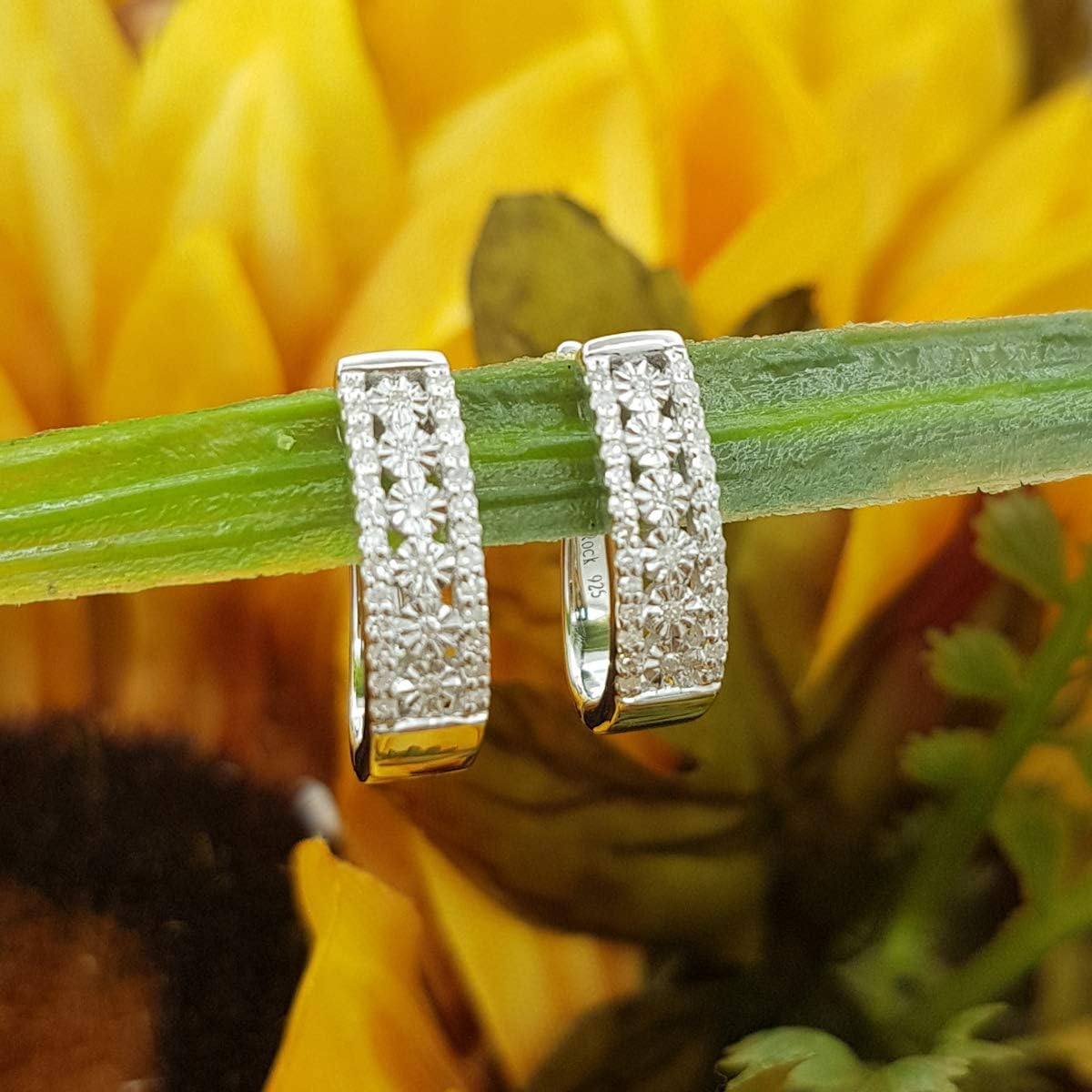 Dazzlingrock Collection 0.22 Ctw Natural Round White Diamond Hoop Earrings for Women in 925 Sterling Silver