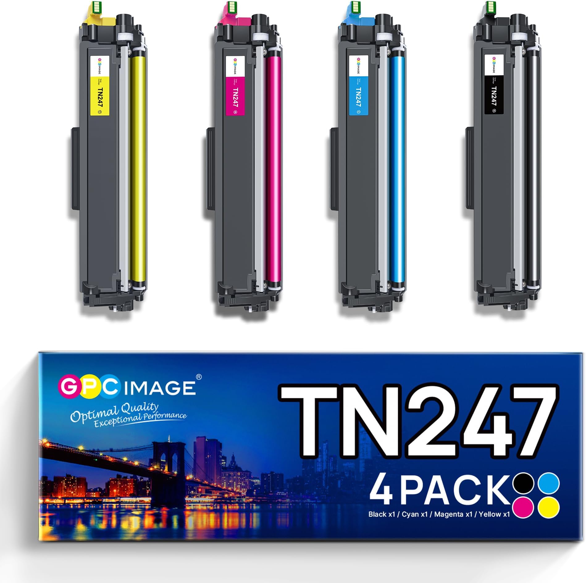 GPC Image Toner Cartridges Replacement for Brother TN247 TN243 Compatible with L3210CW L3230CDW L3270CDW L3710CW L3730CDN L3750CDW L3770CDW L3510CDW L3517CDW L3550CDW(Black Cyan Magenta Yellow,4-Pack)