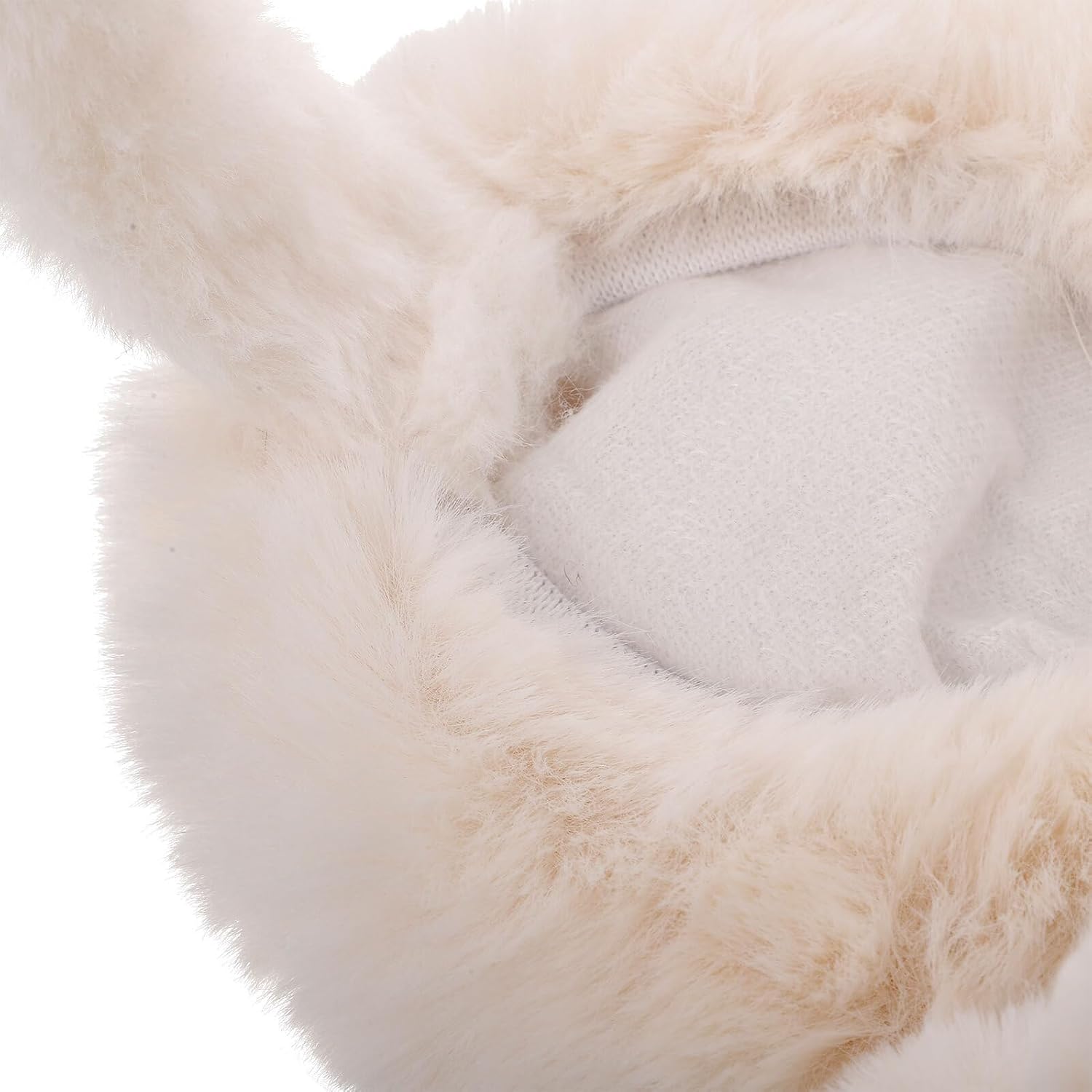 Cabilock Warm Ear Muff for Women Winter Plush Thermal Ear Cover, Fluffy Earmuff with White Fur Rod, Outdoor Winter Accessories for Cycling and Cold Weather