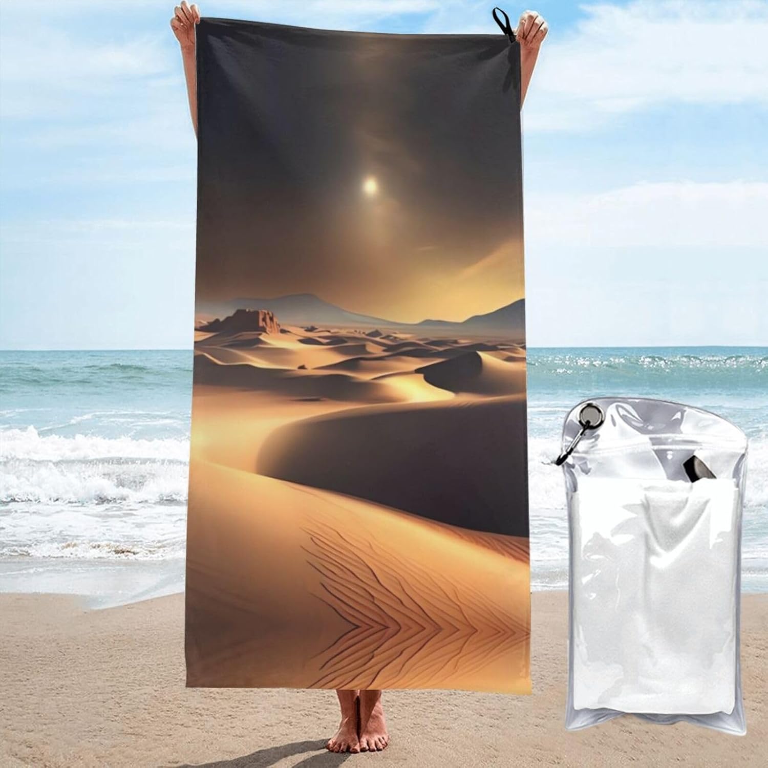 Sahara Desert Printed Microfiber Towel,Camping Towel,Fast Drying Towel,Soft Lightweight for Gym,Hiking,Yoga,Backpacking
