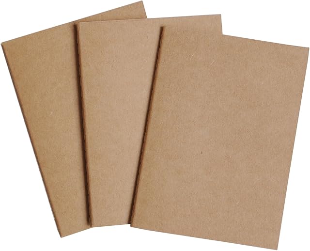 WANDERINGS Travelers Pocket Notebook Refill Inserts - Mixed Pack Blank, Lined and Dot - Set of 3, Passport Journal Size - for Small Refillable Travel Notebooks - 5 x 3.5 Inches (12.5 x 9 cm) B7