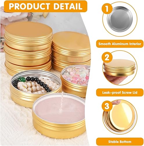 Miniatura 10 de TMO - Latas de 4 onzas con tapa de rosca, latas redondas de acero de aluminio, latas de viaje, latas de almacenamiento, latas de alimentos, latas de